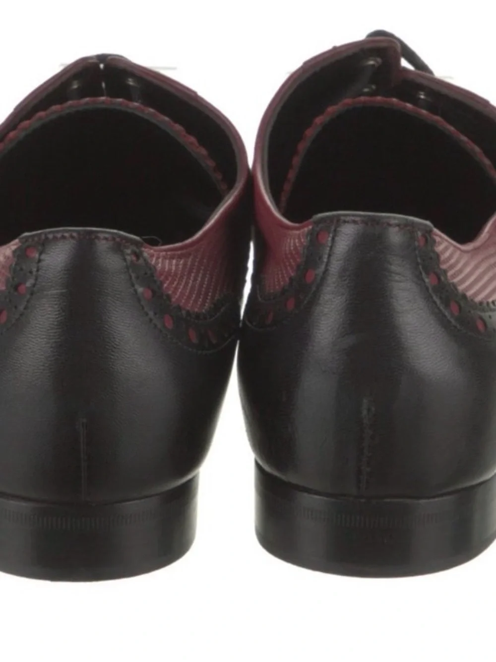 Gucci Burgundy, White & Black Perforated Brogue Oxfords
